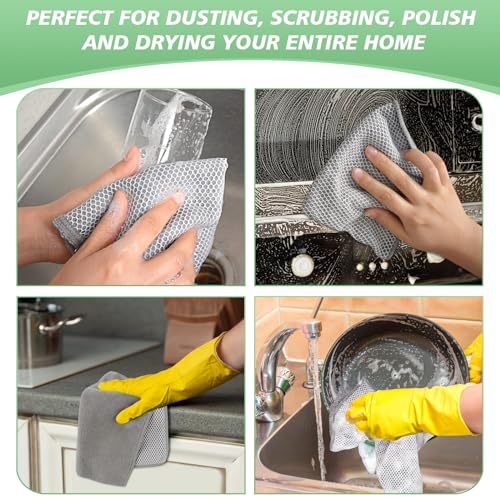 SINLAND Dish Cloth for Washing Dishes Kitchen Washcloth Cleaning Cloth - color: Grey, size: 12inchx12inch 5pack