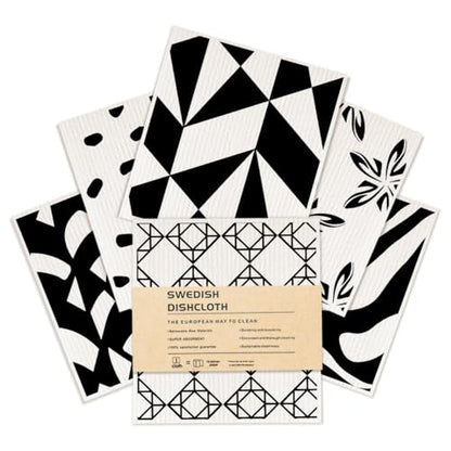 6 Pack Swedish Dishcloths Black White Kitchen Towels 17 - color: Multi 1530