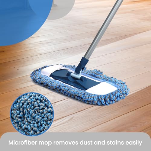TrueYee Dust Mop for Hardwood Floors with 57" Long Handle Wet & Dry Mops for Catching Pet Hair and Dust Bunny Microfiber Dust Mops for Vinyl, Wood, Tile, Laminate Flooring (Pack of 2) - size: 57" Long Handle (Pack of 2)