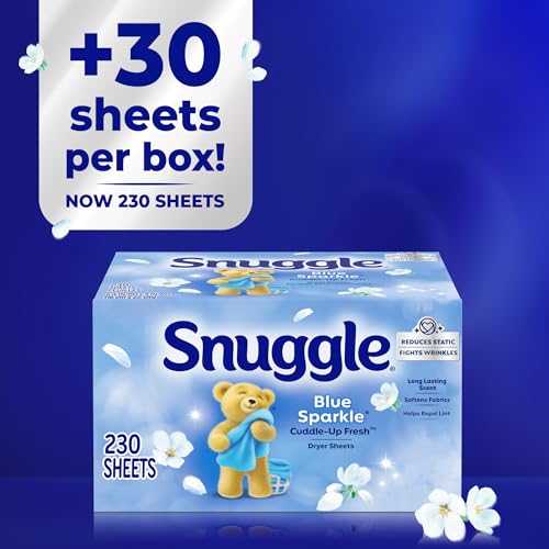 Snuggle Fabric Softener Dryer Sheets, Blue Sparkle, 230 Count - size: 1 Count (Pack of 1)