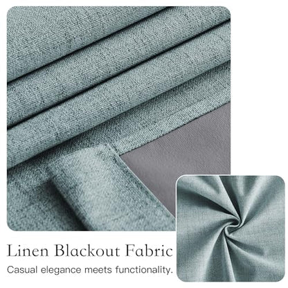 NICETOWN 100% Blackout Linen French Door Curtain, Skylark Blue, 1 Panel - color: Skylark Blue, size: 26"W x 72"L (Pack of 1)