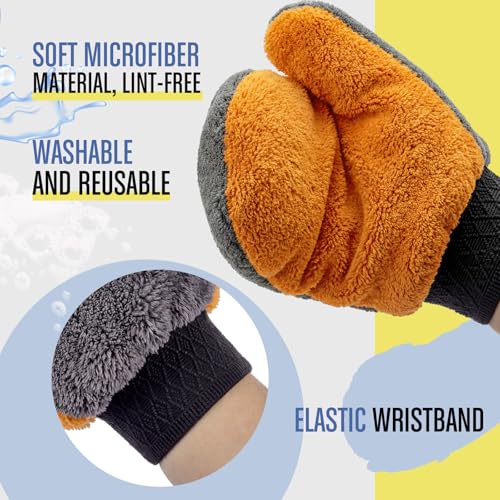 Paint Mitt Stain Mitts Reusable Microfiber - color: Gray,orange