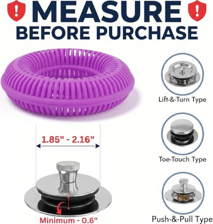 TUB RING The Ultimate Tub Drain Protector Hair Catcher/Strainer/Snare, Regular - Purple - color: Purple