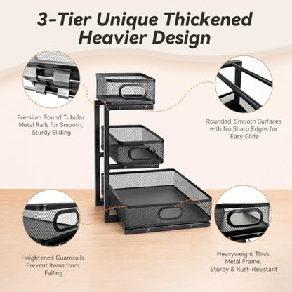 3-Tier Under Sink Organizer 2-Pack Organization for Bathroom Kitchen,Black - color: Black