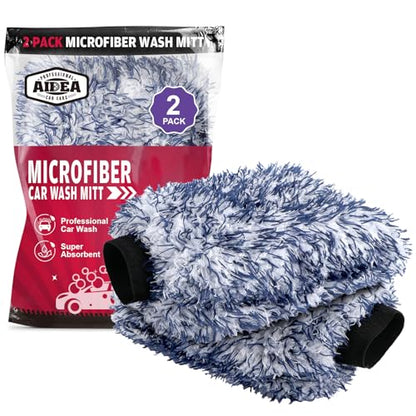 AIDEA Car Wash Mitt Microfiber, 2PK Wheel Cleaner Mitts, 7.12''X10.14'' - color: Dark Blue, size: 2PK-7.12''X10.14''