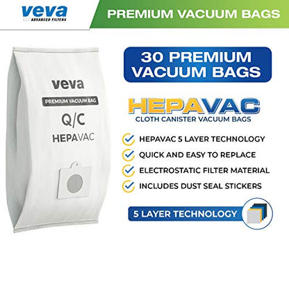 30 Pack Type Q/C 53292 HEPA Vacuum Bags for Kenmore Canister Vacuum Cleaners 5055, 50558, 53291, 53292, Series 600, 400, 200