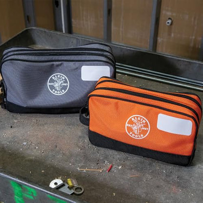 Klein Tools Tool Pouch, Dual Compartments, Heavy-Duty Tool Bag Organizer, Multipurpose Bag - size: 2-Pack