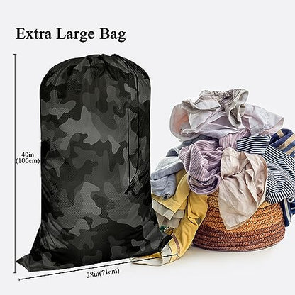 Swono Camouflage Pattern Extra Large Huge Heavy Duty Polyester Laundry Storage Bag with Drawstring, Modern Military Camo Jungle Woodland Machine Washable - color: Camouflage Pattern
