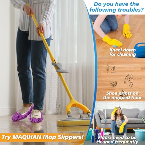 MAQIHAN 10 Mop Slippers for Floor Cleaning - 5 Pairs Microfiber Mop Socks
