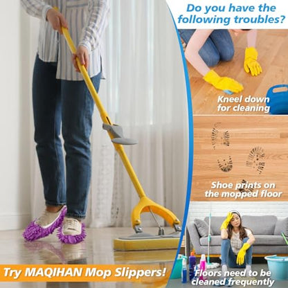 MAQIHAN 10 Mop Slippers for Floor Cleaning - 5 Pairs Microfiber Mop Socks
