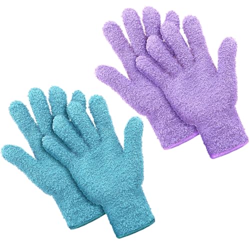 Patelai 2 Pairs Microfiber Gloves for Plants,Light Blue, Violet,Large - color: Light Blue, Violet, size: Large