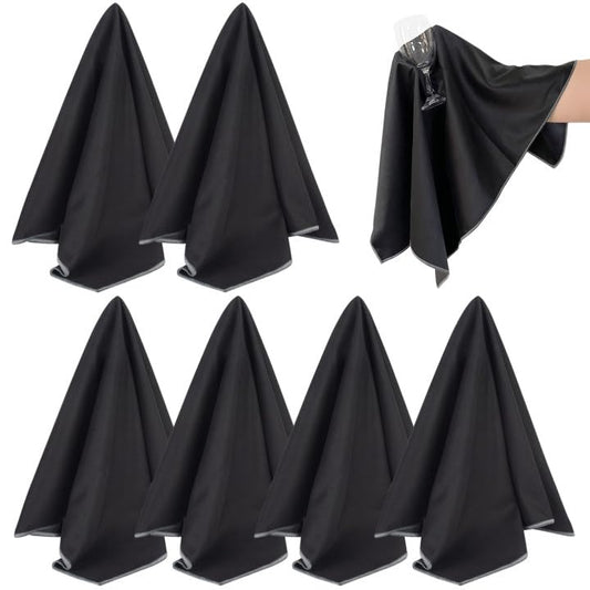 SINLAND Microfiber Glass Polishing Cloths Large Size Thick Lintless Drying Towels for Wine Glasses Stemware Dishes Stainless Appliances 20 Inch X 25 Inch Pack of 6 Black - color: Black, size: 20Inchx25Inch 6Pcs