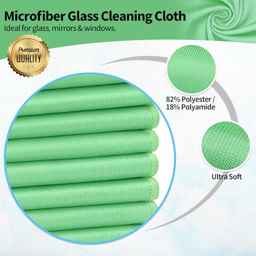 Microfiber Cleaning Cloth, 12 Pack Window Glasses Cleaning Cloth, Reusable Lint-Free Streak Free Polishing Cloth Wipes for Stainless Steel, Eyeglass, Mirror, Screen & Lense, Sage Green - color: Sage Green, size: 12" x 12"