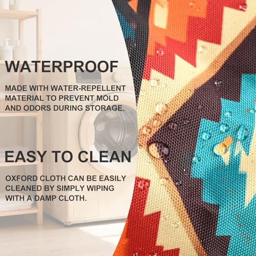 Aztec Laundry Basket Foldable Oxford Laundry Hamper With Handle For Room Bathroom Bedroom - color: Boho Pattern