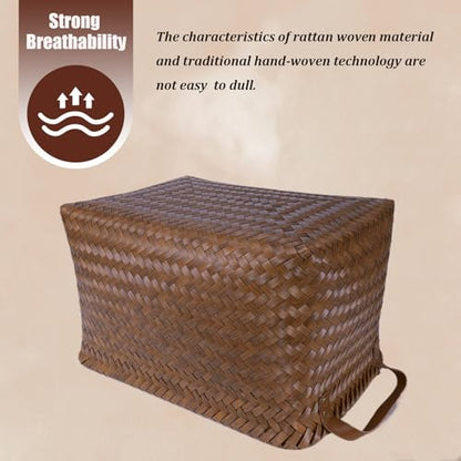 BROWNLILY Handwoven Wicker Storage Baskets, Pack of 4, Brown - color: Brown*4