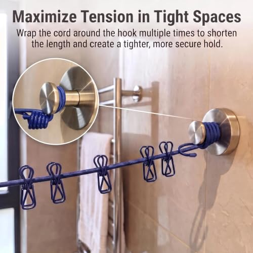 2 Pack Travel Clothesline with 24 Clips, Portable Windproof Laundry Line