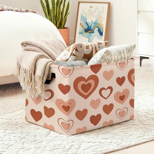Red Heart Foldable Laundry Basket Hamper with Handles, 56L Large Capacity Toy Storage Organizer, Collapsible Clothes Hamper for Home Decor and Bedroom Organization. - color: Red Heart