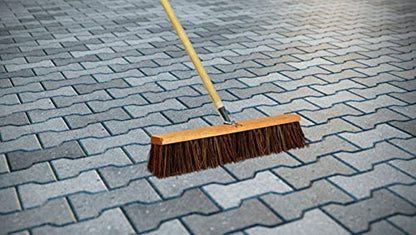 Indoor & Outdoor Broom Head – Heavy Duty Hardwood Block – Palmyra Bristles – Deck Scrub Brush – Two Threaded Handle Holes for Better Assist (16") - size: 16"