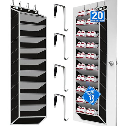 10 Tiers Shoe Organizer for Closet, 20 to 30 Pairs Shoe Rack Door - color: Grey