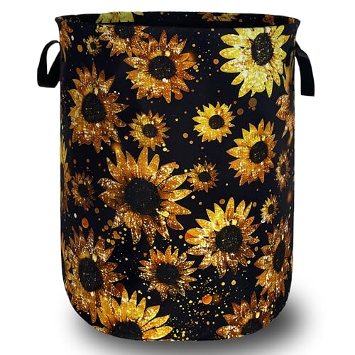 Sunflowers Laundry Basket Oxford Cloth Foldable Hamper 18.9x16.5 Inch - color: Beautiful Sunflower Flowers