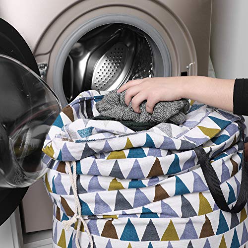 SWISSELITE Laundry Bag with Handle and Drawstring, Large Heavy Duty Laundry Bag, 28 x 40 Inches Travel Dirty Clothes Bag for Laundromat and Household - color: Triangle Multicolor