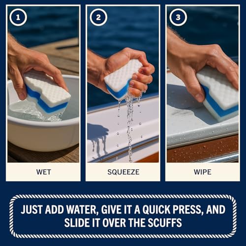 RainierSupplyCo Boat Scuff Eraser - Magic Boat Erasers for Cleaning Seats, Hulls, & Interiors - Non-Toxic & Safe for Vinyl, Leather & Fiberglass Surfaces - Ideal for Pontoon and Marine Cleaning Kits
