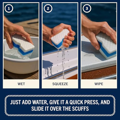 RainierSupplyCo Boat Scuff Eraser - Magic Boat Erasers for Cleaning Seats, Hulls, & Interiors - Non-Toxic & Safe for Vinyl, Leather & Fiberglass Surfaces - Ideal for Pontoon and Marine Cleaning Kits