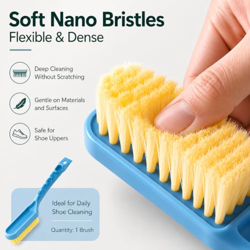 1 Pack Shoe Brush, Long Handle Soft Bristle Cleaning Brush for Laundry Sneakers Clothes Bathroom Sink Tile(Blue)