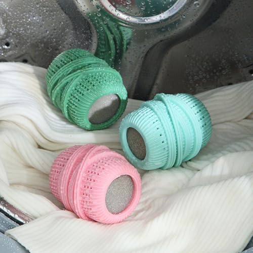 3 Pcs Washing Machine Laundry Ball Reusable Fabric Softener Dispenser Balls for Washing Machine Softener Liquid Refillable Ball Cleaning Tool Household Dryer Balls (Pink Blue Green)