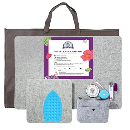 Wool Pressing Mat 100% New Zealand Wool Ironing Mat 17x24 &10x10in - size: 17" x 24" + 10" x 10"