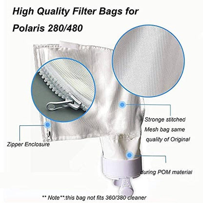 Spa Part Nylon Mesh Pool Cleaner All Purpose Bag - Fits Polaris 280, 480 Cleaner - Zippered K13 K16 (2) (Pack of 3) - size: 6 pack zipper bag