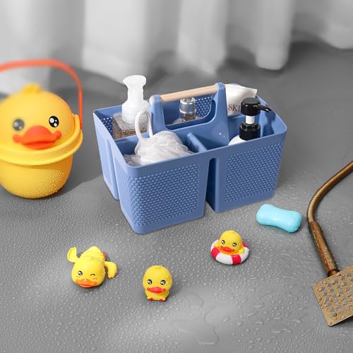 Plastic Shower Caddy, Portable Shower Basket with Handle, Dark Blue - color: Dark Blue