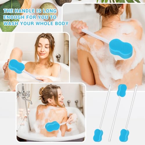 Long Handled Sponge 22.4'' Back Scrubber for Shower, Blue - color: Blue
