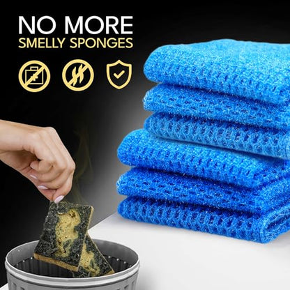 Non Scratch Dish Scrubbers for Cleaning Dishes (3PK) - Reusable Kitchen Sponge - Replace Dish Sponges for Washing Dishes - Best Household Scrubbing Pad & Alternative Dishwashing Scrub Pads Supplies - color: Blue 3 Pk