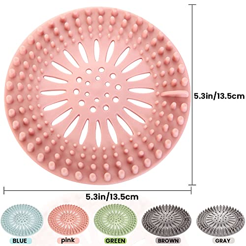 5 Pack Hair Catcher Durable Silicone Hair Stopper Shower Drain Covers, Easy to Install and Clean for Bathroom Bathtub Kitchen