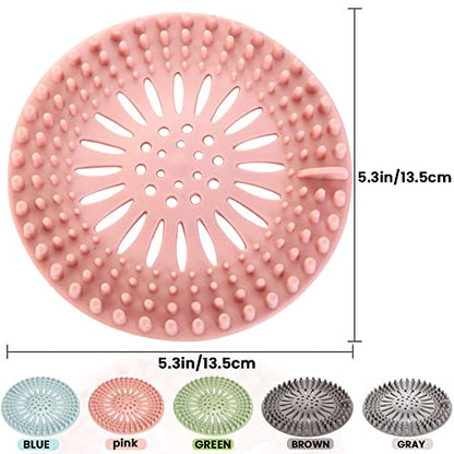 5 Pack Hair Catcher Durable Silicone Hair Stopper Shower Drain Covers, Easy to Install and Clean for Bathroom Bathtub Kitchen