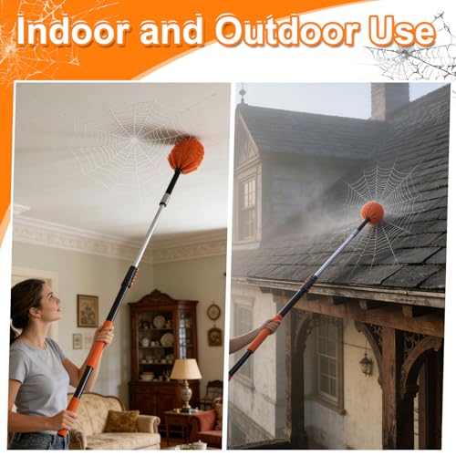 18FT High Reach Duster Kit with 3-12FT Flip-Lock & Screw Dual Locking Extension Pole, Cobweb Duster, Washable Ceiling Fan Cleaner & Window Squeegee for Glass & High Roof - size: 3-12FT