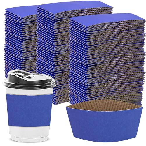 Disposable Coffee Cup Sleeves Corrugated Kraft Paper Coffee Cup Sleeves Holder Protective Insulated Heat Espresso ForHot Drinks 8-24oz (Royal Blue, 200 Pcs) - color: Royal Blue, size: 200 Pcs