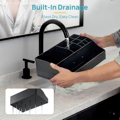 Vtopmart 5 PCS Bathroom Countertop Organizer Sets, Black - color: Black