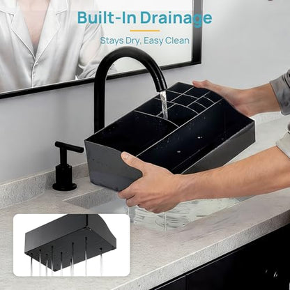 Vtopmart 5 PCS Bathroom Countertop Organizer Sets, Black - color: Black