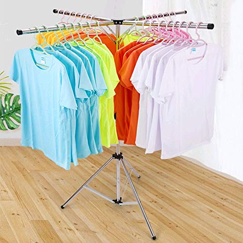 Collapsible Clothes Rack Foldable Portable Space Saving Clothes Drying Rack High Capacity Stainless Steel Laundry Drying Rack with 4 Branches