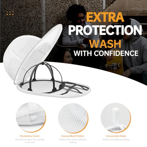 Hat Washer Cage, Collapsible Baseball Cap Washing Cage - Hat Holder for Washing Machine & Dishwasher – Ball Cap Cleaner, Shaper & Protector Form Mold with Rack for Laundry