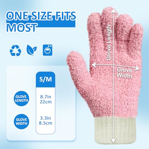 MIG4U Microfiber Dusting Gloves House Cleaning Glove for Blinds, Windows, Shutters, Furniture, and Car, Reusable Lint-Free Pink 2 Pairs S/M - color: Pink 2 Pairs