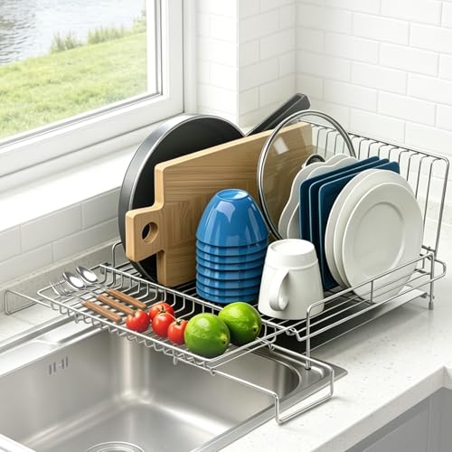 Dish Drying Rack Stainless Steel Expandable Large - size: 16.93"Wx22.44"L
