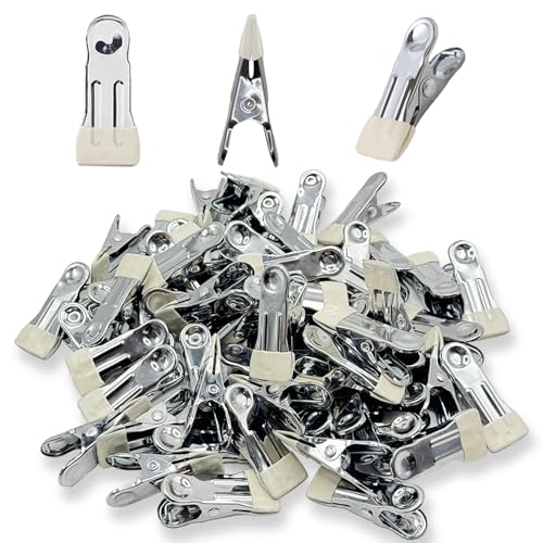 Stainless Steel Clothes Pins for Hanging Laundry - Heavy Duty Outdoor Multipurpose Clips for Socks, Towels, Snacks, Photos (66, Beige) - color: Beige