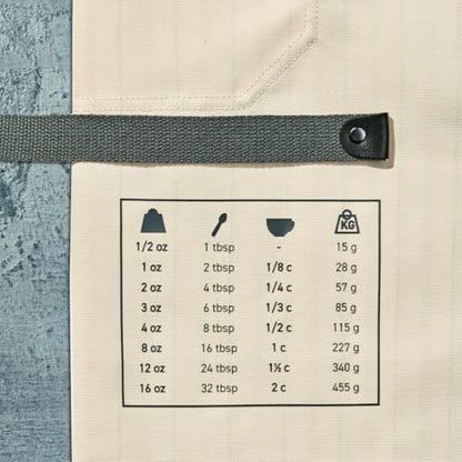 HexClad Eco Modern Chef Apron for Cooking and Grilling, Professional HexTwill Fabric Aprons with Pockets - color: Pinstripe Cream