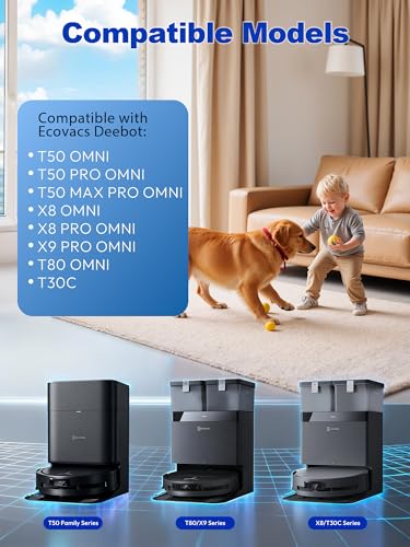 Reusable Dust Bags Compatiable with ECOVACS DEEBOT X9 PRO OMNI/ X8 PRO OMNI /T80 OMNI/T50 OMNI/T50 PRO OMNI/T50 PRO MAX Robot Vacuum, 3 Pack
