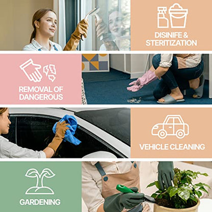 MAMISON 3 Pairs Colorful Reusable Waterproof Household Dishwashing Cleaning Rubber Gloves, Non-Slip Kitchen Glove - size: Large