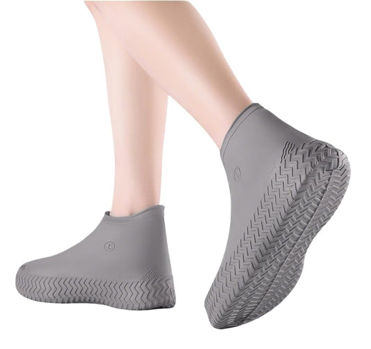 SUJAYU Waterproof Shoe Covers Reusable Shoe Covers for Rain, 2 Pairs Latex Shoe Covers Waterproof Shoe Covers for Rain Shoe Covers Outdoor Cycling Hiking Men Women - color: Grey, size: Large