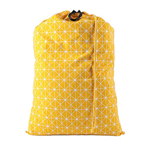 SWISSELITE Heavy Duty Laundry Bag, Large Travel Dirty Clothes Bag - color: Checkerboard Yellow